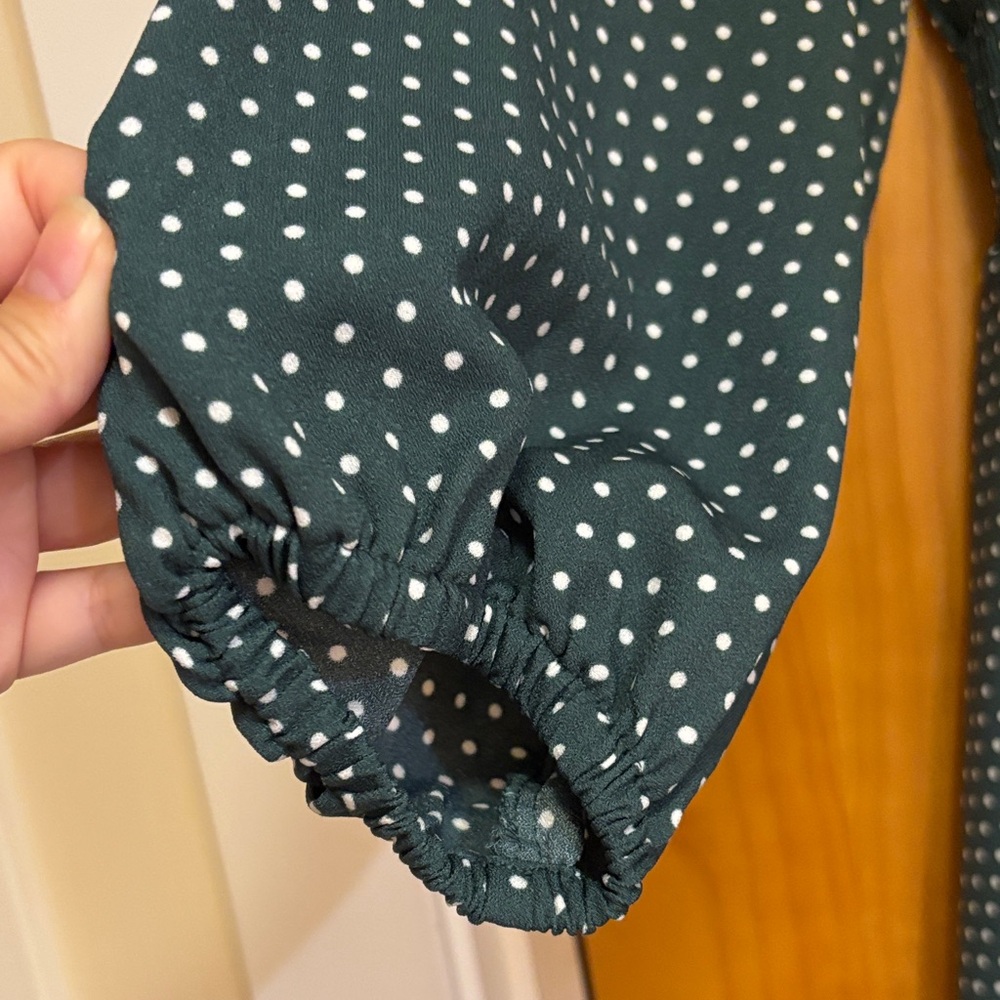 Draper James Forest Green Polka Dot Long Sleeve Dress - Picture 6 of 7